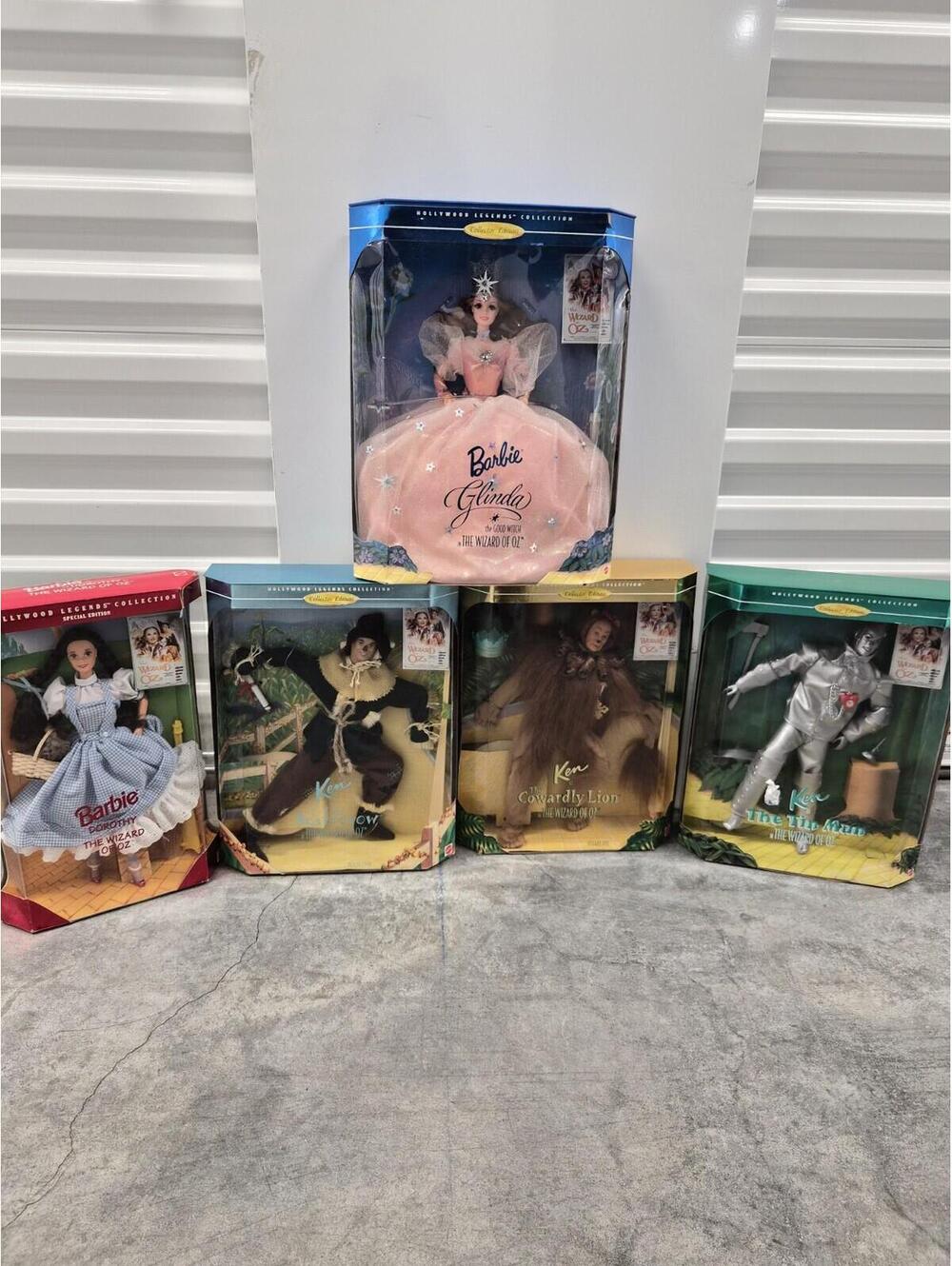 Barbie Wizard Of Oz Doll In Boxes Lot Lion Scarecrow Tin Man Dorothy Glenda